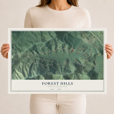 Map of Forest Hills, North Carolina, 12 x 18 inch unframed archival matte print