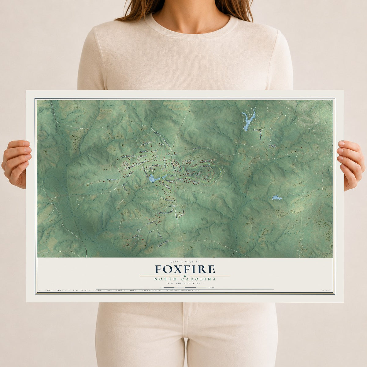 Map of Foxfire, North Carolina, 12 x 18 inch unframed archival matte print