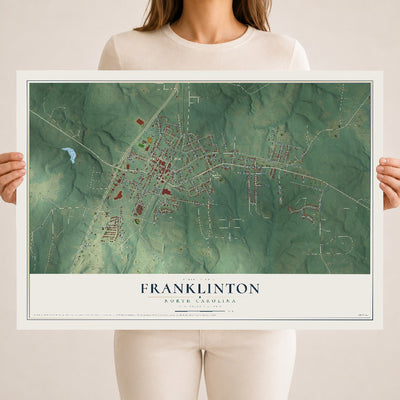 Map of Franklinton, North Carolina, 18 x 24 inch unframed archival matte print