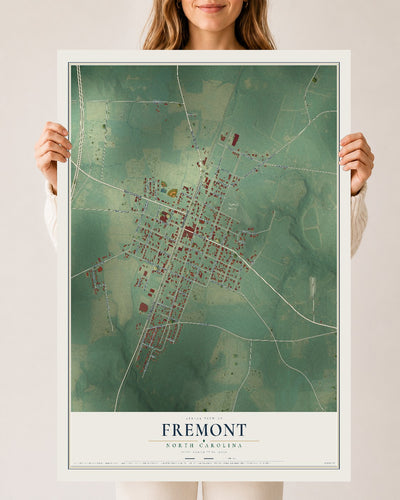 Map of Fremont, North Carolina, 24 x 36 inch unframed archival matte print