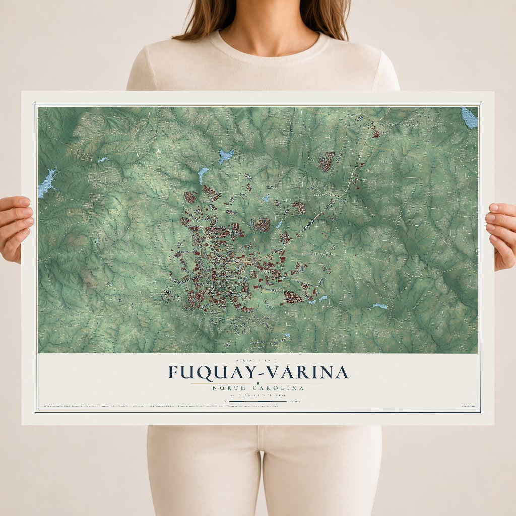 Map of Fuquay-Varina, North Carolina, 18 x 24 inch unframed archival matte print