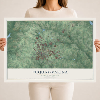 Map of Fuquay-Varina, North Carolina, 18 x 24 inch unframed archival matte print