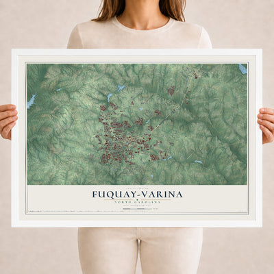 Map of Fuquay-Varina, North Carolina, 18 x 24 inch print in a white wood frame