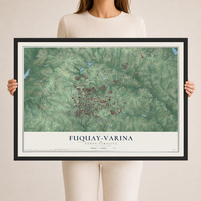 Map of Fuquay-Varina, North Carolina, 24 x 36 inch print in a black wood frame