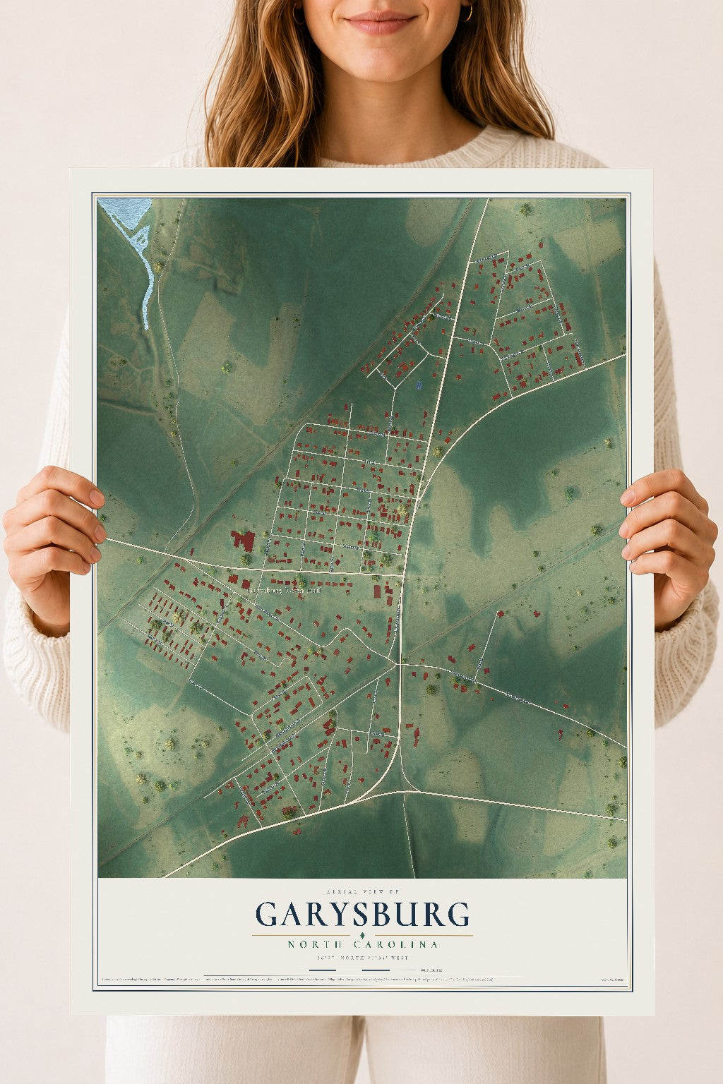 Map of Garysburg, North Carolina, 18 x 24 inch unframed archival matte print