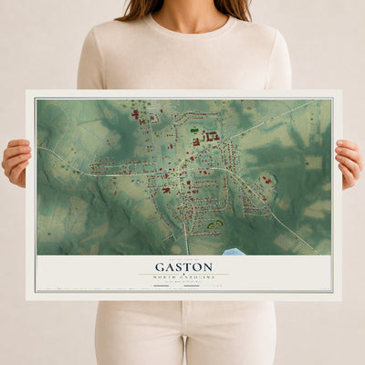 Map of Gaston, North Carolina, 12 x 18 inch unframed archival matte print