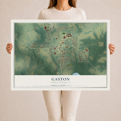 Map of Gaston, North Carolina, 24 x 36 inch unframed archival matte print