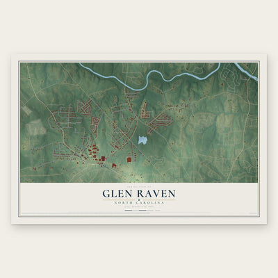 Glen Raven, North Carolina map print, the full design
