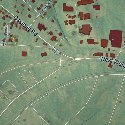 Close-up of the map of Glen Raven, North Carolina print showing street and building detail