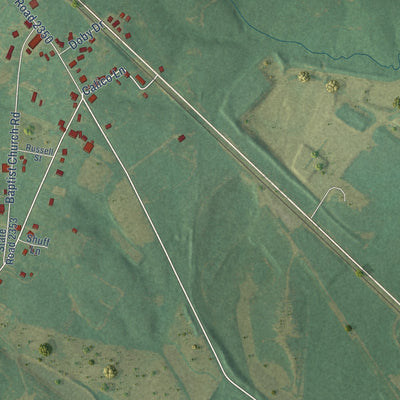 Close-up of the map of Gold Hill, North Carolina print showing street and building detail