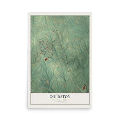 Map of Goldston, North Carolina, 12 x 18 inch unframed archival matte print
