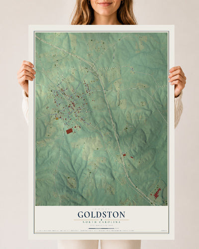 Map of Goldston, North Carolina, 24 x 36 inch unframed archival matte print