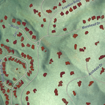 Close-up of the map of Governors Club, North Carolina print showing street and building detail