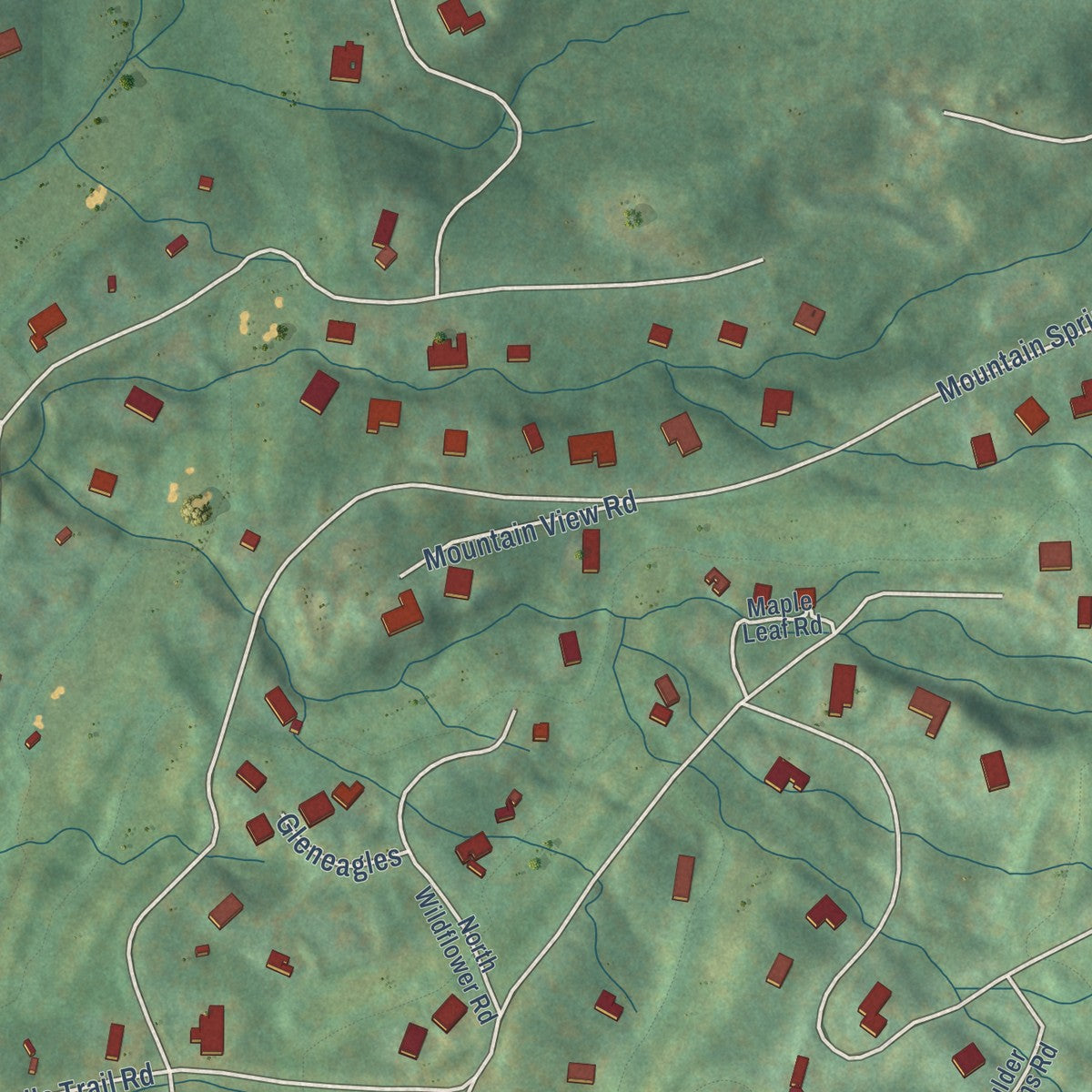 Second close-up of the map of Grandfather Village, North Carolina print showing more streets and buildings