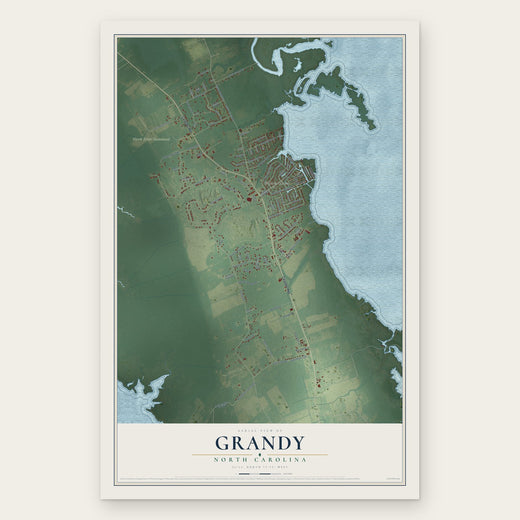 Grandy, North Carolina map print, the full design