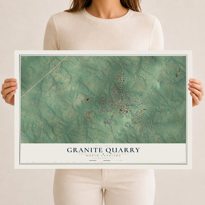Map of Granite Quarry, North Carolina, 12 x 18 inch unframed archival matte print