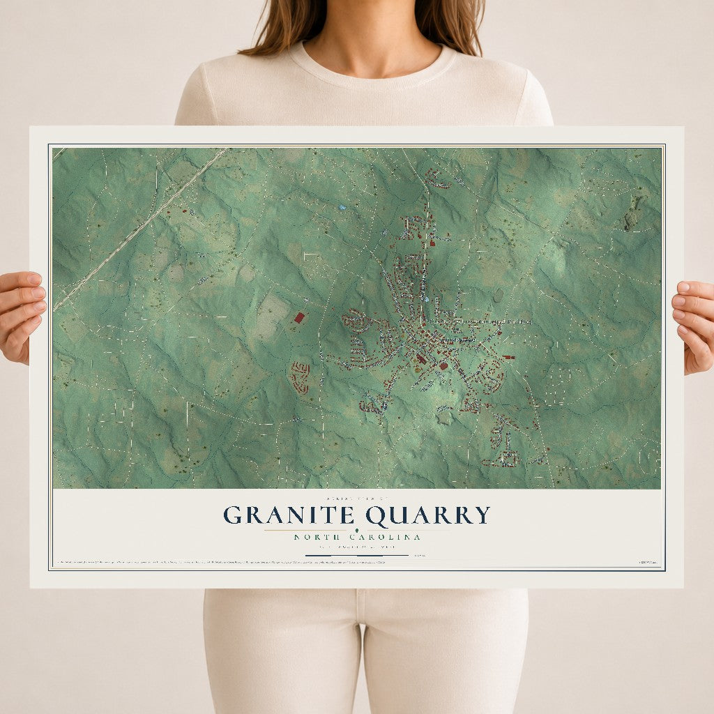 Map of Granite Quarry, North Carolina, 18 x 24 inch unframed archival matte print