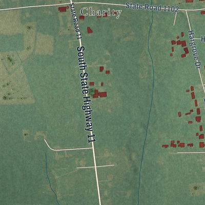 Second close-up of the map of Greenevers, North Carolina print showing more streets and buildings