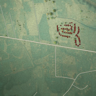 Second close-up of the map of Grimesland, North Carolina print showing more streets and buildings