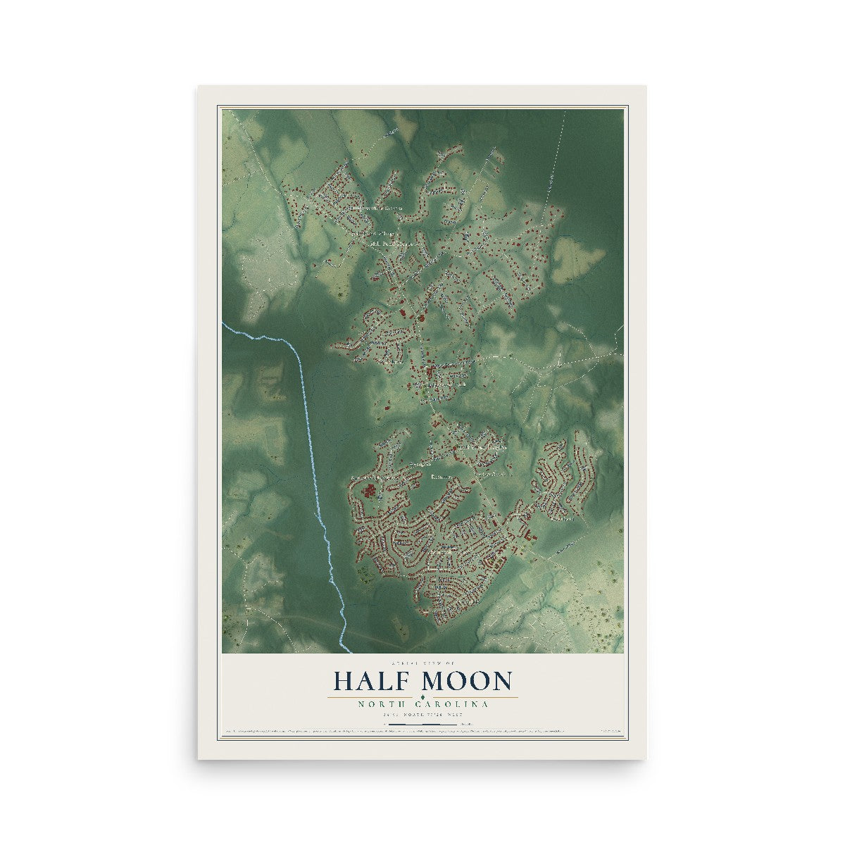 Map of Half Moon, North Carolina, 12 x 18 inch unframed archival matte print