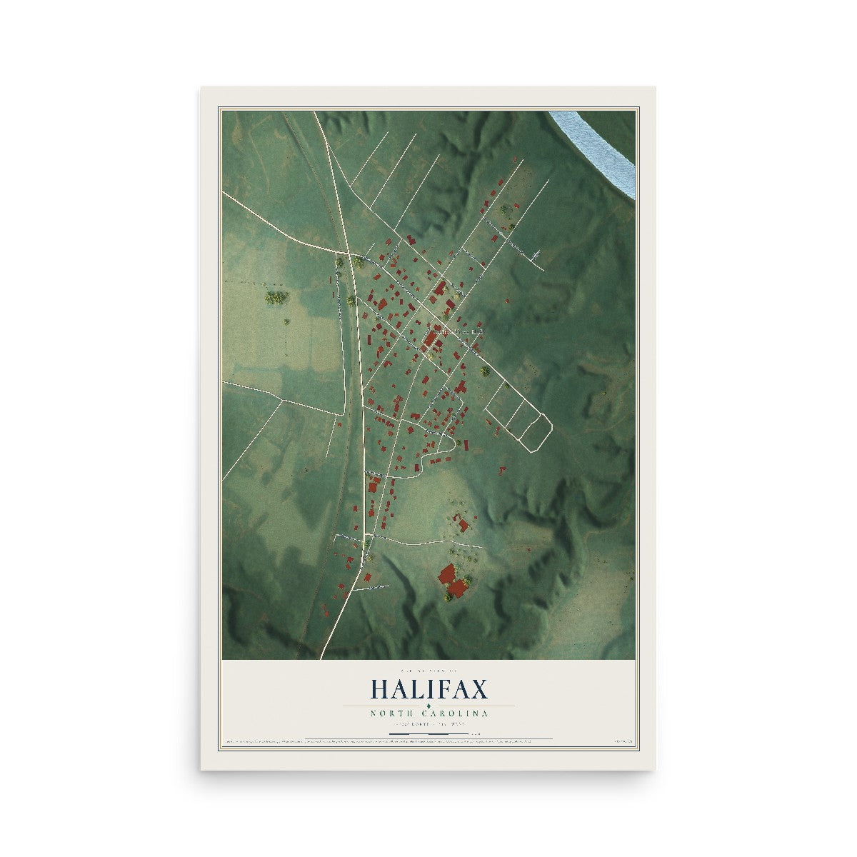Map of Halifax, North Carolina, 12 x 18 inch unframed archival matte print