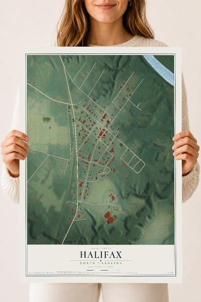 Map of Halifax, North Carolina, 18 x 24 inch unframed archival matte print