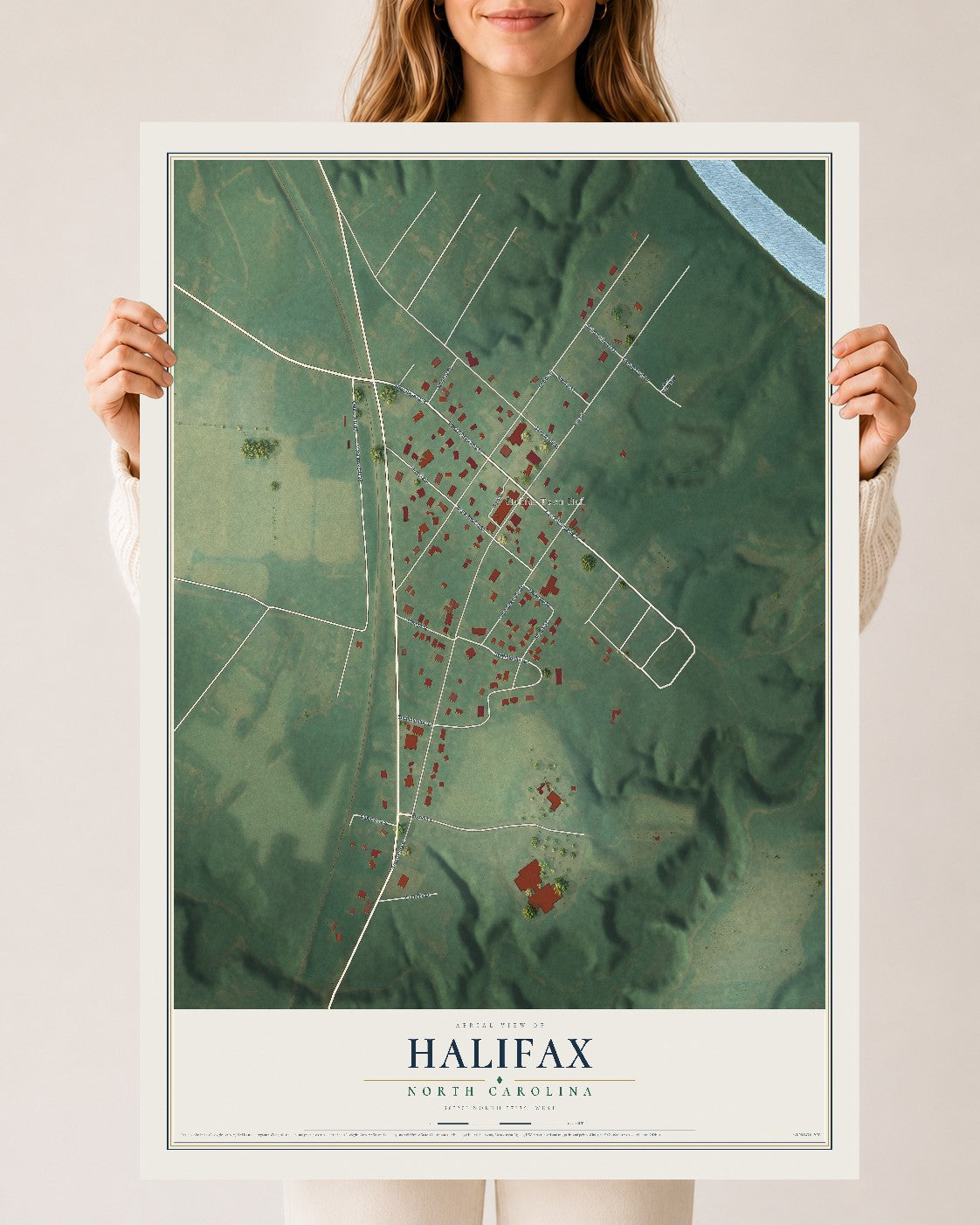Map of Halifax, North Carolina, 24 x 36 inch unframed archival matte print