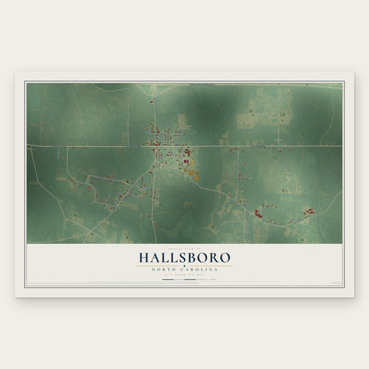 Hallsboro, North Carolina map print, the full design