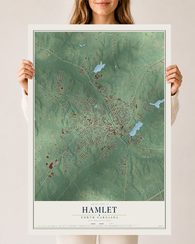 Map of Hamlet, North Carolina, 24 x 36 inch unframed archival matte print