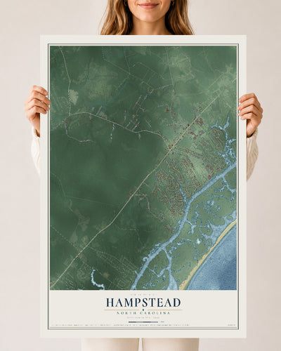 Map of Hampstead, North Carolina, 24 x 36 inch unframed archival matte print