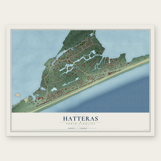 Hatteras, North Carolina map print, the full design