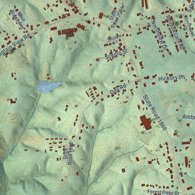 Close-up of the map of Hays, North Carolina print showing street and building detail