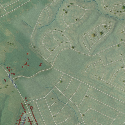 Second close-up of the map of Hemby Bridge, North Carolina print showing more streets and buildings