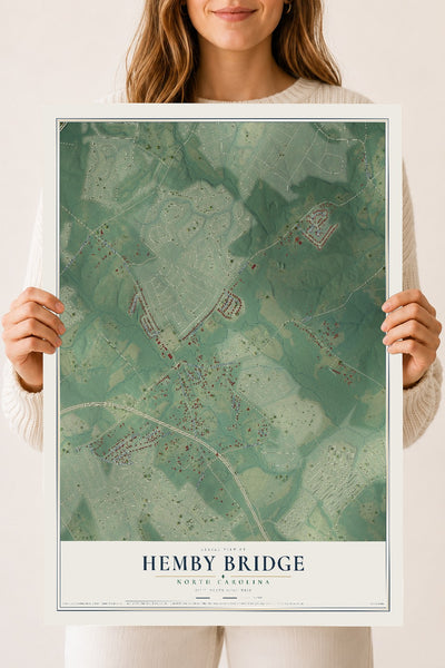 Map of Hemby Bridge, North Carolina, 18 x 24 inch unframed archival matte print