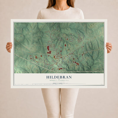 Map of Hildebran, North Carolina, 24 x 36 inch unframed archival matte print