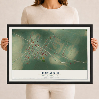 Map of Hobgood, North Carolina, 12 x 18 inch print in a black wood frame