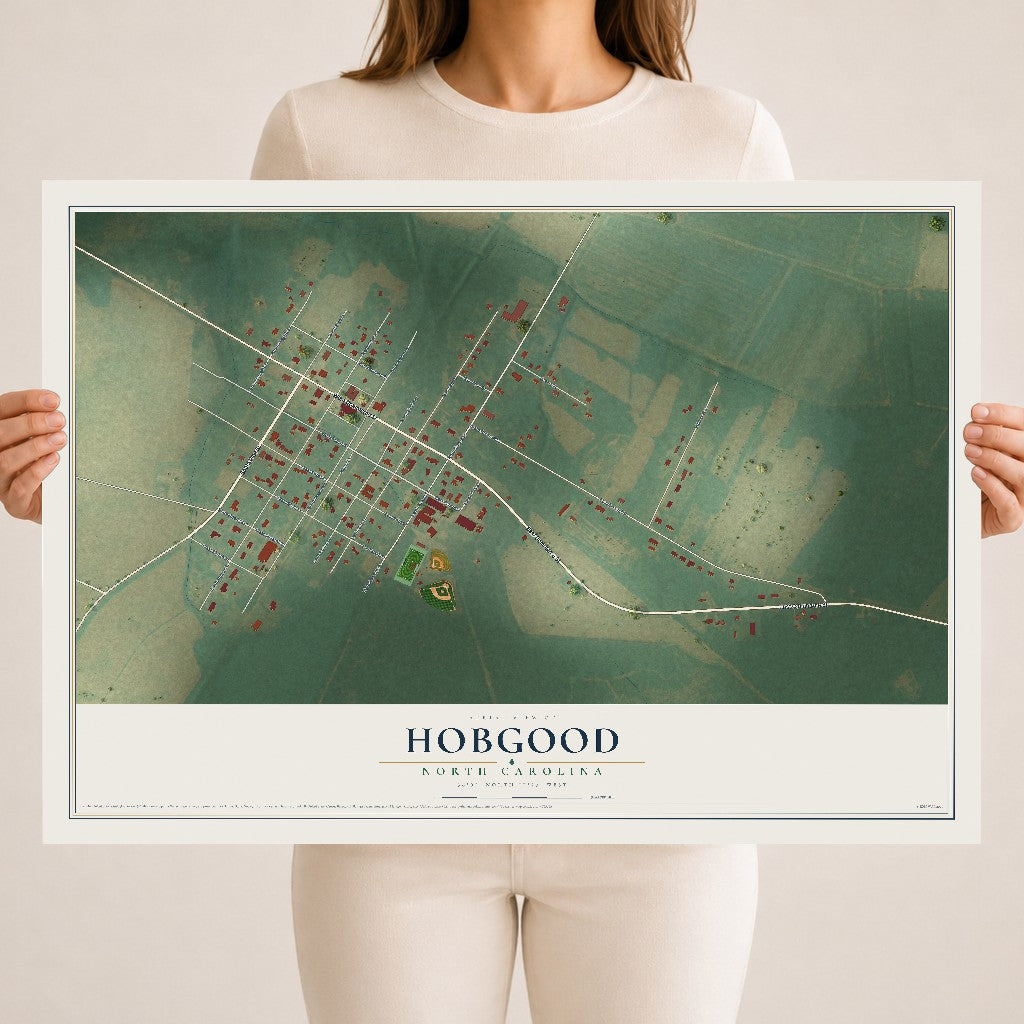 Map of Hobgood, North Carolina, 18 x 24 inch unframed archival matte print