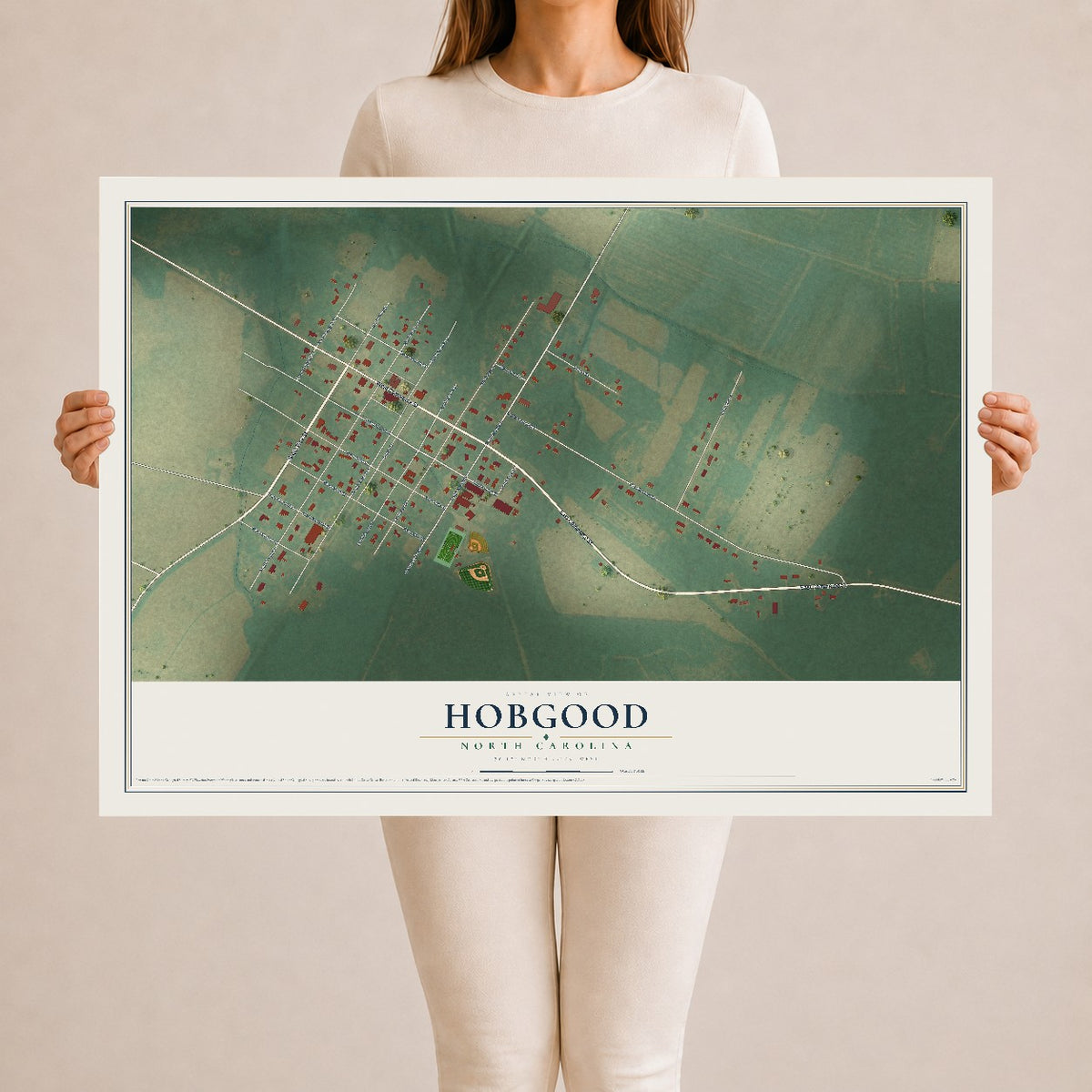 Map of Hobgood, North Carolina, 24 x 36 inch unframed archival matte print