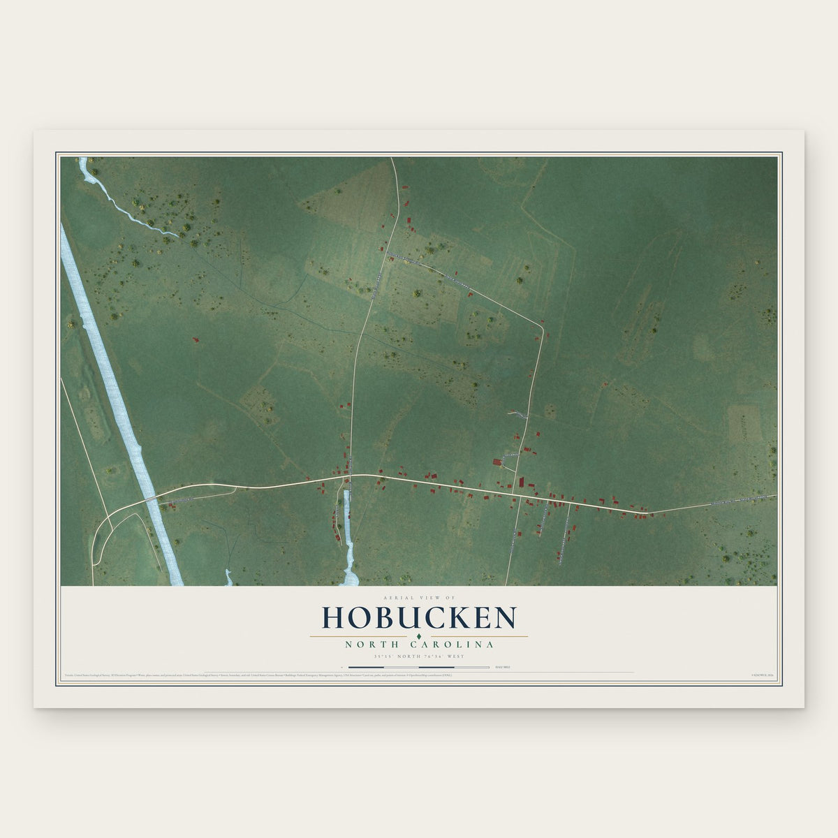 Hobucken, North Carolina map print, the full design