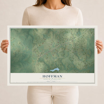 Map of Hoffman, North Carolina, 12 x 18 inch unframed archival matte print