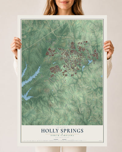 Map of Holly Springs, North Carolina, 24 x 36 inch unframed archival matte print