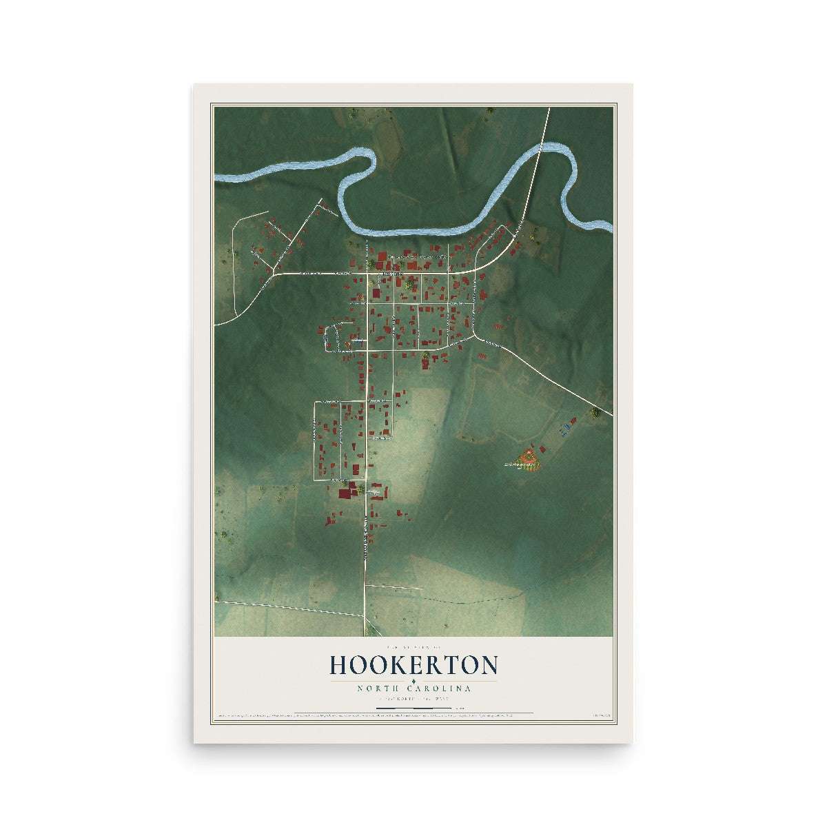 Map of Hookerton, North Carolina, 12 x 18 inch unframed archival matte print