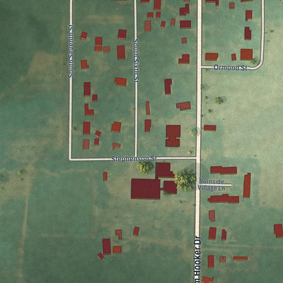 Second close-up of the map of Hookerton, North Carolina print showing more streets and buildings