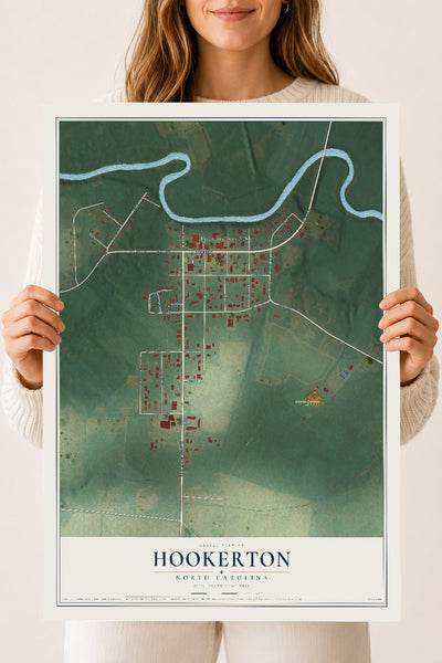 Map of Hookerton, North Carolina, 18 x 24 inch unframed archival matte print