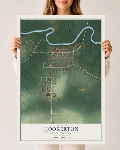 Map of Hookerton, North Carolina, 24 x 36 inch unframed archival matte print
