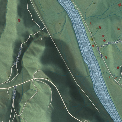 Second close-up of the map of Hot Springs, North Carolina print showing more streets and buildings