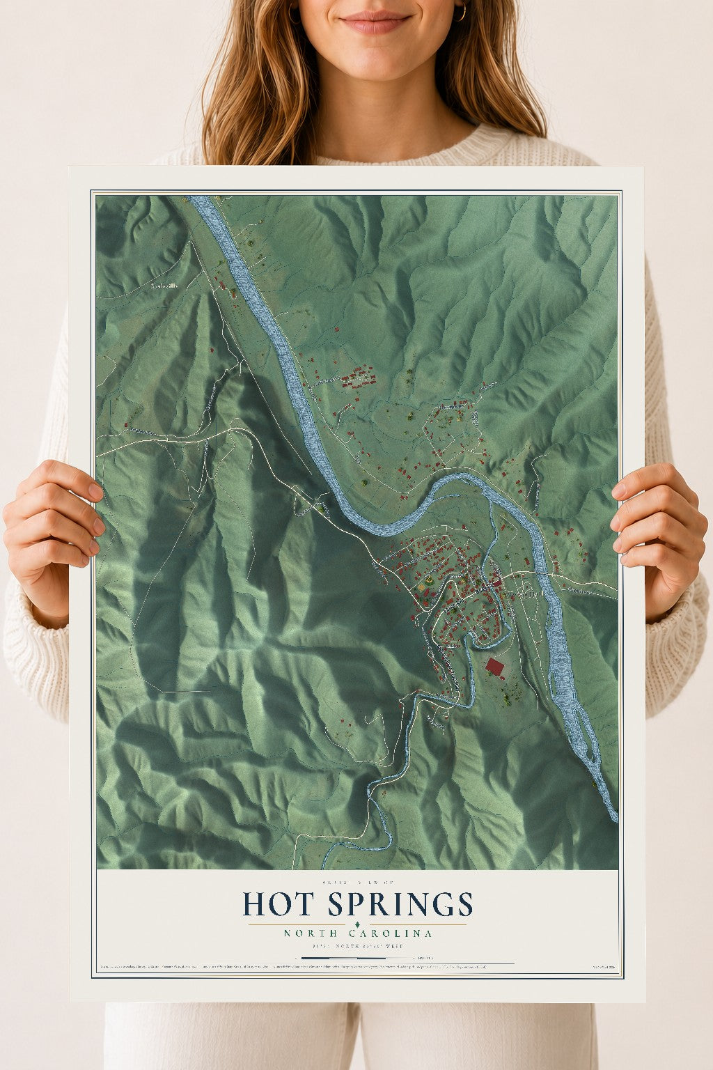 Map of Hot Springs, North Carolina, 18 x 24 inch unframed archival matte print