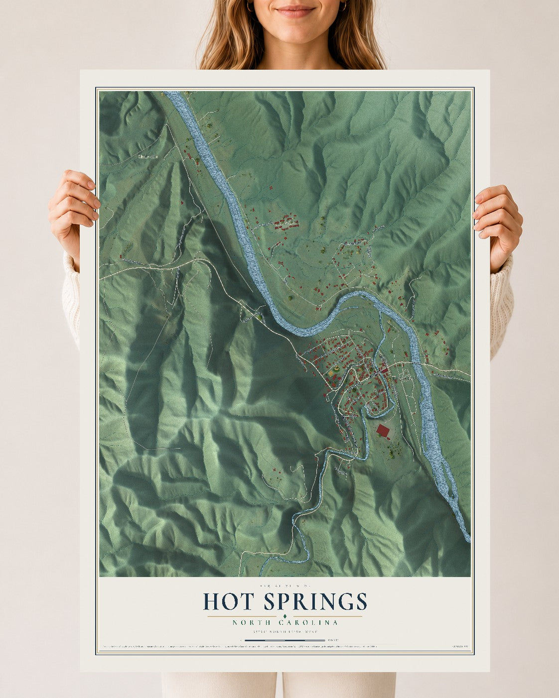 Map of Hot Springs, North Carolina, 24 x 36 inch unframed archival matte print