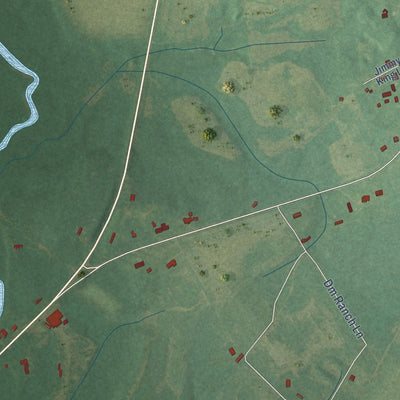 Close-up of the map of Ingold, North Carolina print showing street and building detail