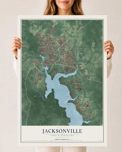 Map of Jacksonville, North Carolina, 24 x 36 inch unframed archival matte print